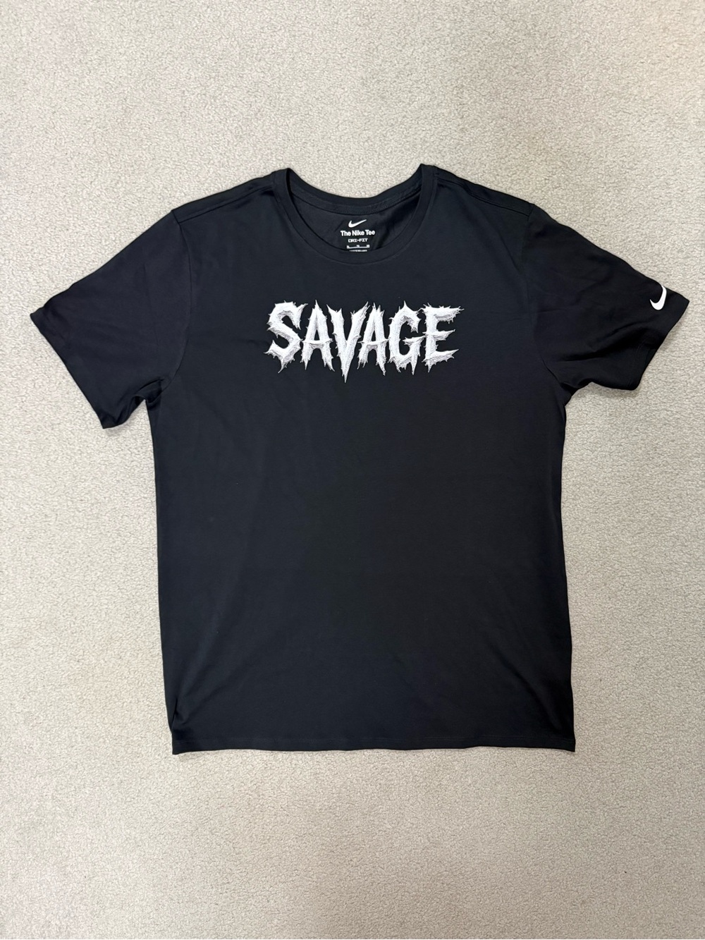 NWT Nike Black T-Shirt with White 'SAVAGE' Graphic XL
